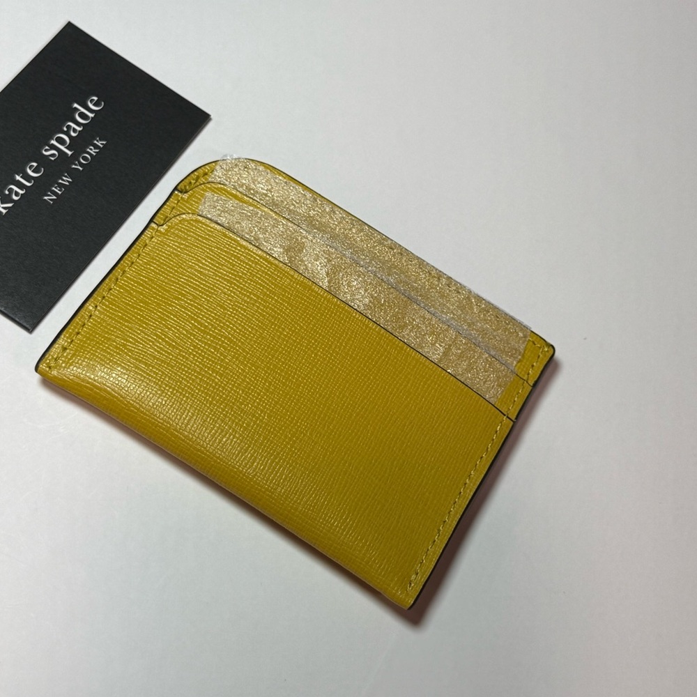 Kate Spade Devin Saffiano Leather Card Holder Tiger’s Eye (Yellow) NWT - Picture 3 of 8